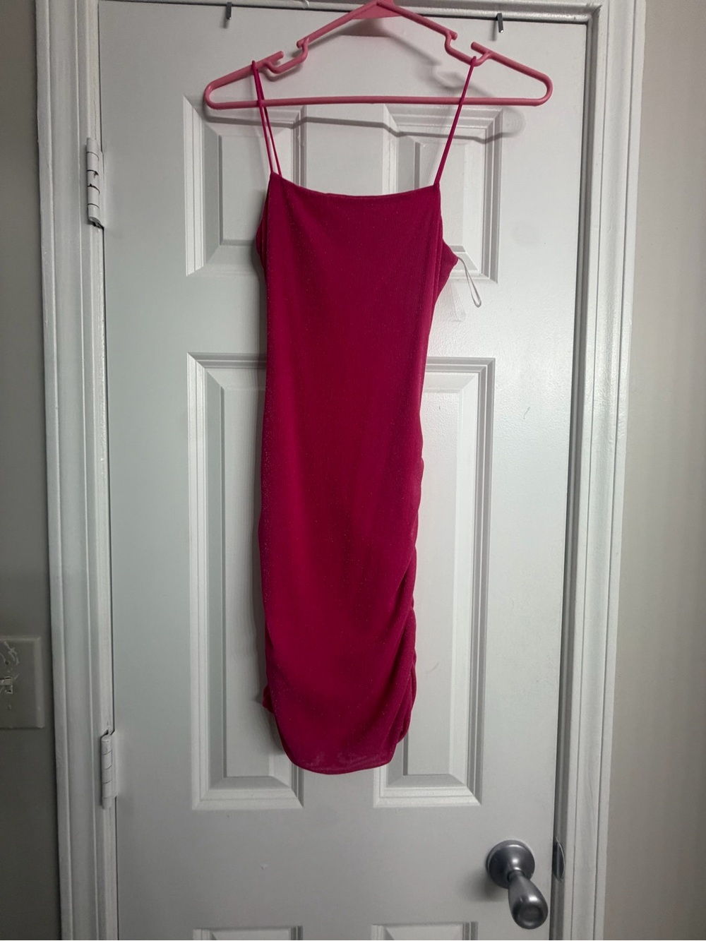 Sleek Pink Spaghetti-Strap Mini Dress